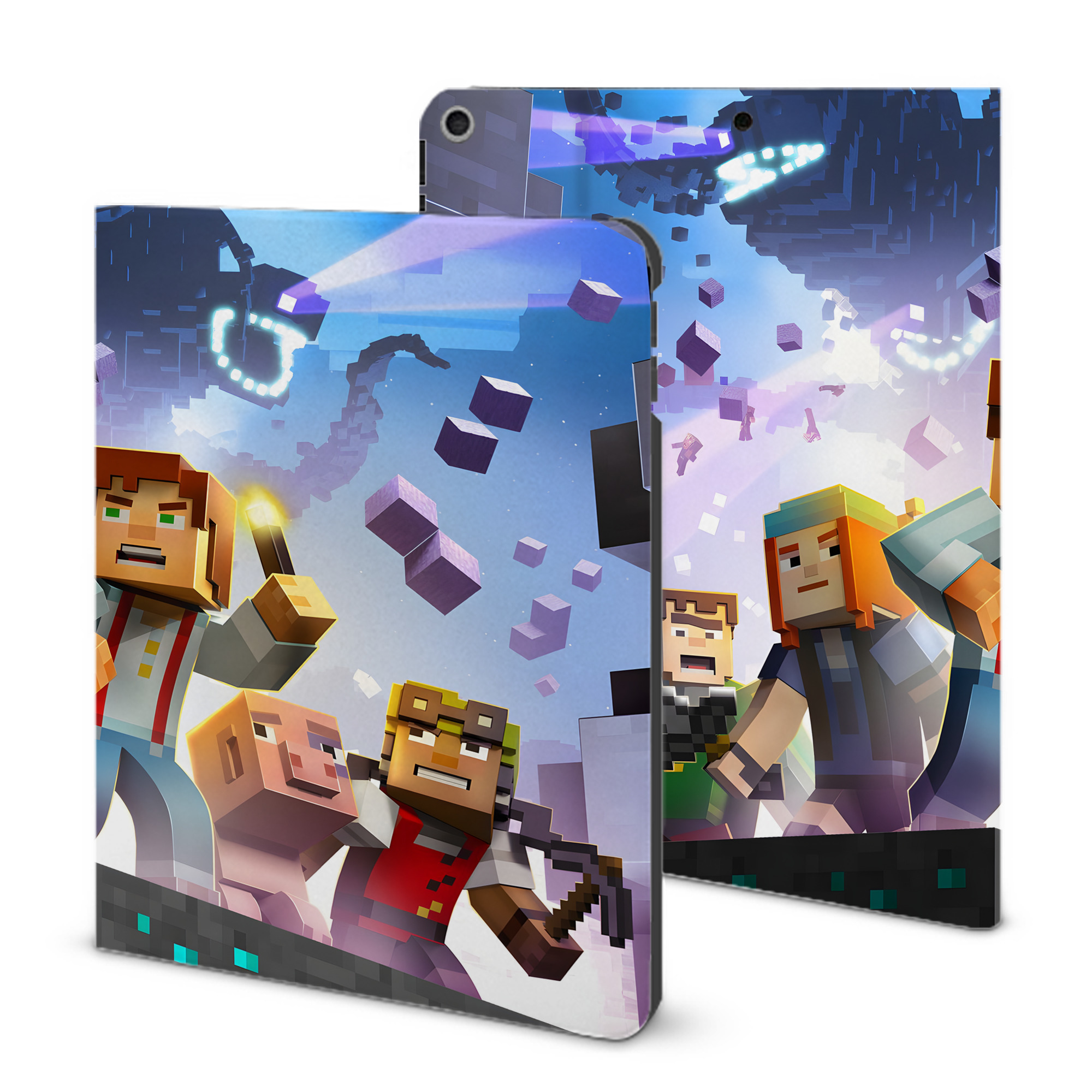 （画像用） マインクラフト ブロックの世界 Minecraft MC Block world IPad ケース ブック型 PUレザー TPU 耐衝撃 軽量 薄型 ペン収納なし 全面保護 IPad 各モデル対応